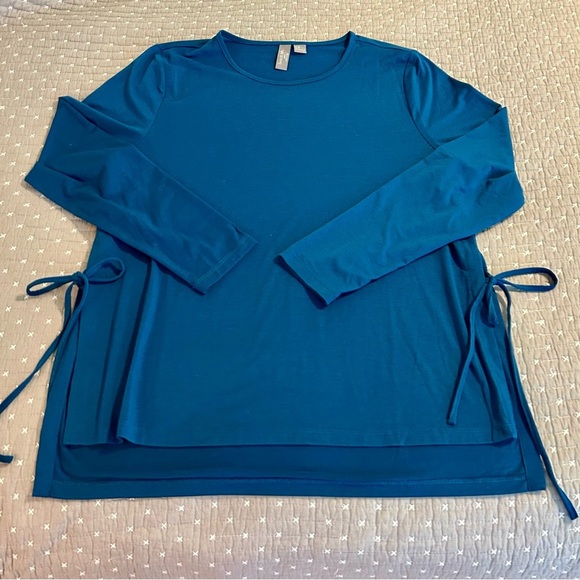 Sweaty Betty Women’s High Low Side Tie Yoga Top Peacock Blue Size XL - Picture 1 of 8